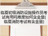 临夏初级消防设施操作员考试有用吗难度如何含金量(临夏消防考试有含金量)