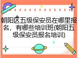 朝阳区五级保安员在哪里报名，有哪些培训班(朝阳五级保安员报名培训)