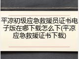 平凉初级应急救援员证书电子版在哪下载怎么下(平凉应急救援证书下载)