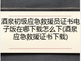 酒泉初级应急救援员证书电子版在哪下载怎么下(酒泉应急救援证书下载)
