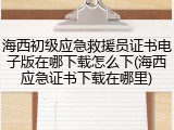 海西初级应急救援员证书电子版在哪下载怎么下(海西应急证书下载在哪里)