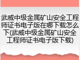 武威中级金属矿山安全工程师证书电子版在哪下载怎么下(武威中级金属矿山安全工程师证书电子版下载)