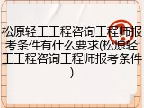 松原轻工工程咨询工程师报考条件有什么要求(松原轻工工程咨询工程师报考条件)