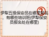 伊犁五级保安员在哪里报名，有哪些培训班(伊犁保安员报名处在哪里)