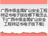 广西中级金属矿山安全工程师证书电子版在哪下载怎么下(广西中级金属矿山安全工程师证书电子版下载)