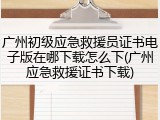 广州初级应急救援员证书电子版在哪下载怎么下(广州应急救援证书下载)
