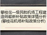 攀枝花一级民航机场工程建造师最新补贴政策详情分析(攀枝花机场补贴政策分析)