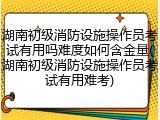 湖南初级消防设施操作员考试有用吗难度如何含金量(湖南初级消防设施操作员考试有用难考)