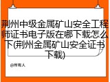 荆州中级金属矿山安全工程师证书电子版在哪下载怎么下(荆州金属矿山安全证书下载)