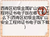西青区初级金属矿山安全工程师证书电子版在哪下载怎么下(西青区初级金属矿山安全工程师证书电子版下载)