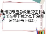 荆州初级应急救援员证书电子版在哪下载怎么下(荆州应急证书下载处)