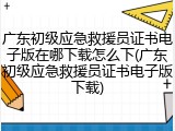 广东初级应急救援员证书电子版在哪下载怎么下(广东初级应急救援员证书电子版下载)