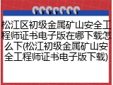 松江区初级金属矿山安全工程师证书电子版在哪下载怎么下(松江初级金属矿山安全工程师证书电子版下载)