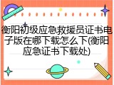衡阳初级应急救援员证书电子版在哪下载怎么下(衡阳应急证书下载处)