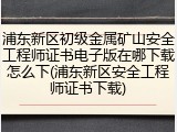 浦东新区初级金属矿山安全工程师证书电子版在哪下载怎么下(浦东新区安全工程师证书下载)