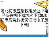 湖北初级应急救援员证书电子版在哪下载怎么下(湖北初级应急救援员证书电子版下载)