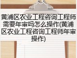 黄浦区农业工程咨询工程师需要年审吗怎么操作(黄浦区农业工程咨询工程师年审操作)