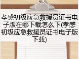 孝感初级应急救援员证书电子版在哪下载怎么下(孝感初级应急救援员证书电子版下载)