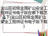 宝山区初级金属矿山安全工程师证书电子版在哪下载怎么下(宝山区初级金属矿山安全工程师证书电子版下载)