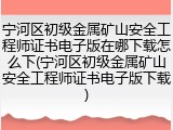 宁河区初级金属矿山安全工程师证书电子版在哪下载怎么下(宁河区初级金属矿山安全工程师证书电子版下载)