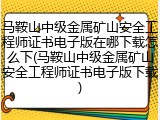 马鞍山中级金属矿山安全工程师证书电子版在哪下载怎么下(马鞍山中级金属矿山安全工程师证书电子版下载)
