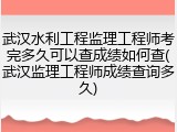 武汉水利工程监理工程师考完多久可以查成绩如何查(武汉监理工程师成绩查询多久)