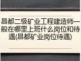 昌都二级矿业工程建造师一般在哪里上班什么岗位和待遇(昌都矿业岗位待遇)