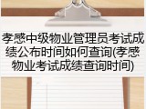 孝感中级物业管理员考试成绩公布时间如何查询(孝感物业考试成绩查询时间)