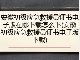 安徽初级应急救援员证书电子版在哪下载怎么下(安徽初级应急救援员证书电子版下载)