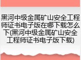 黑河中级金属矿山安全工程师证书电子版在哪下载怎么下(黑河中级金属矿山安全工程师证书电子版下载)