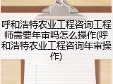 呼和浩特农业工程咨询工程师需要年审吗怎么操作(呼和浩特农业工程咨询年审操作)