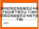 湖州初级应急救援员证书电子版在哪下载怎么下(湖州初级应急救援员证书电子版下载)