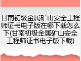甘南初级金属矿山安全工程师证书电子版在哪下载怎么下(甘南初级金属矿山安全工程师证书电子版下载)