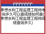 孝感水利工程监理工程师考完多久可以查成绩如何查(孝感水利工程监理工程师成绩查询多久)