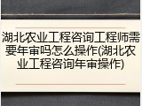 湖北农业工程咨询工程师需要年审吗怎么操作(湖北农业工程咨询年审操作)