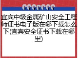 宜宾中级金属矿山安全工程师证书电子版在哪下载怎么下(宜宾安全证书下载在哪里)