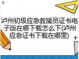 泸州初级应急救援员证书电子版在哪下载怎么下(泸州应急证书下载在哪里)