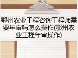 鄂州农业工程咨询工程师需要年审吗怎么操作(鄂州农业工程年审操作)