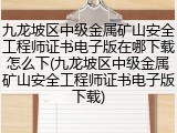九龙坡区中级金属矿山安全工程师证书电子版在哪下载怎么下(九龙坡区中级金属矿山安全工程师证书电子版下载)