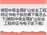 德阳中级金属矿山安全工程师证书电子版在哪下载怎么下(德阳中级金属矿山安全工程师证书电子版下载)