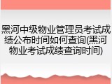 黑河中级物业管理员考试成绩公布时间如何查询(黑河物业考试成绩查询时间)