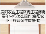襄阳农业工程咨询工程师需要年审吗怎么操作(襄阳农业工程咨询年审操作)