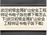 武汉初级金属矿山安全工程师证书电子版在哪下载怎么下(武汉初级金属矿山安全工程师证书电子版下载)
