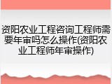 资阳农业工程咨询工程师需要年审吗怎么操作(资阳农业工程师年审操作)