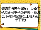 铜梁区初级金属矿山安全工程师证书电子版在哪下载怎么下(铜梁区安全工程师证书下载)