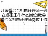吐鲁番冶金机电环评师一般在哪里工作什么岗位(吐鲁番冶金机电环评师岗位工作)