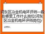 河东区冶金机电环评师一般在哪里工作什么岗位(河东区冶金机电环评师岗位)