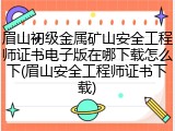 眉山初级金属矿山安全工程师证书电子版在哪下载怎么下(眉山安全工程师证书下载)