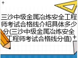 三沙中级金属冶炼安全工程师考试合格线介绍具体多少分(三沙中级金属冶炼安全工程师考试合格线分值)