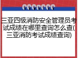 三亚四级消防安全管理员考试成绩在哪里查询怎么查(三亚消防考试成绩查询)